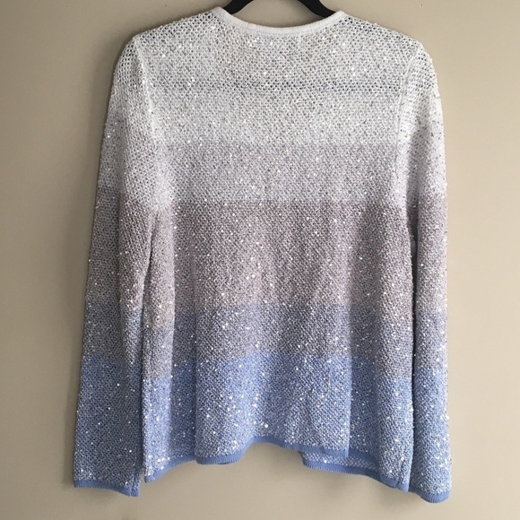Laura Ashley Ombre Sequin Cardigan Sweater - Picture 2 of 14
